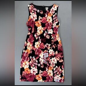 Chicos Womens Abstract Floral Print Sleeveless Ponte Shift Dress Size 14 NWOT‎